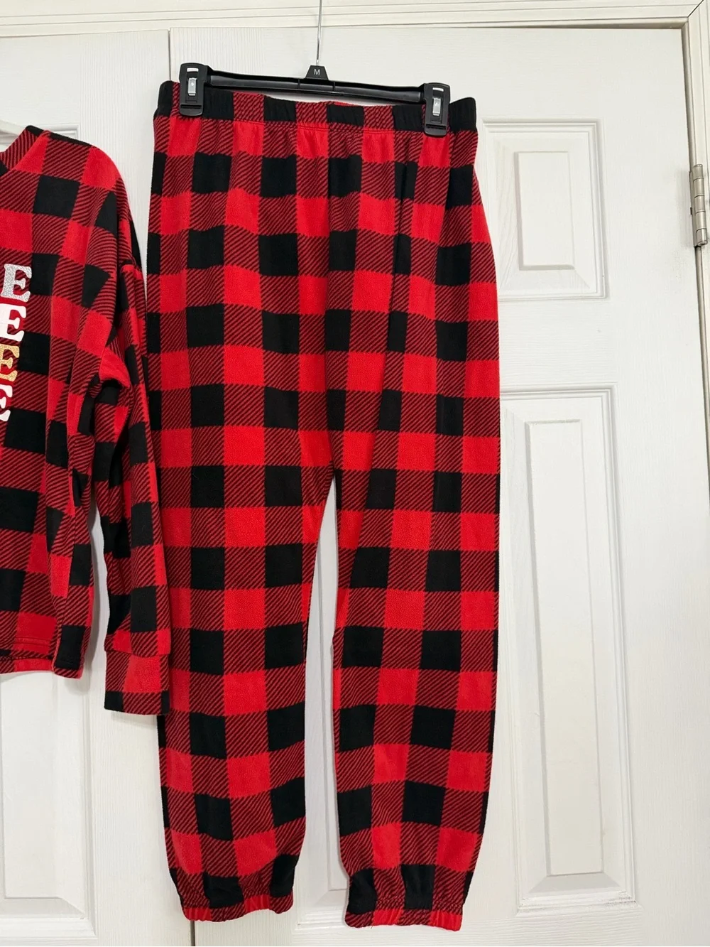 Justice buffalo plaid two piece fleece pajamas girls size XL holiday